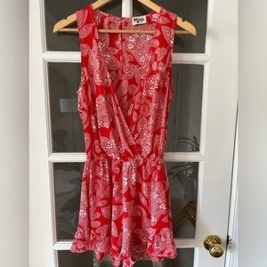Show me Your Mumu Riri Romper Aquarius Paisley Ruffle Boho Red - size S